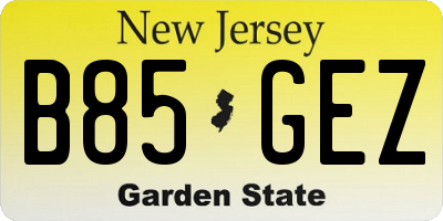 NJ license plate B85GEZ