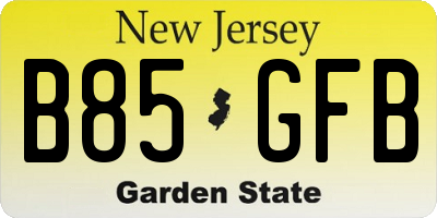 NJ license plate B85GFB