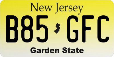 NJ license plate B85GFC