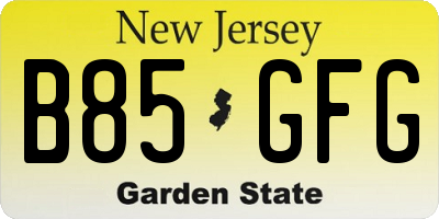 NJ license plate B85GFG