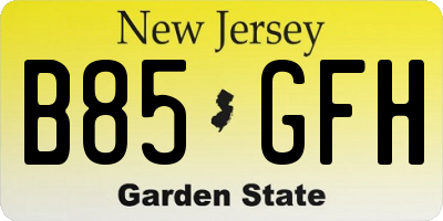 NJ license plate B85GFH