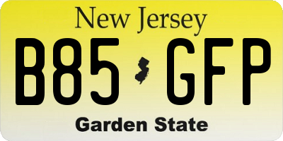 NJ license plate B85GFP
