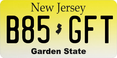 NJ license plate B85GFT