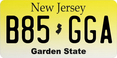 NJ license plate B85GGA