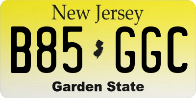 NJ license plate B85GGC