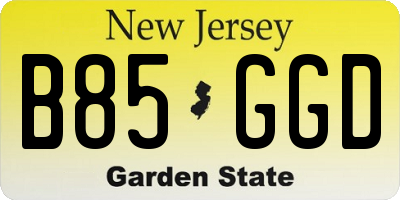 NJ license plate B85GGD