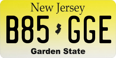 NJ license plate B85GGE