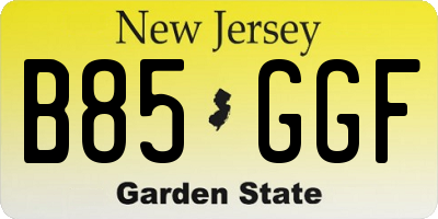NJ license plate B85GGF