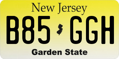 NJ license plate B85GGH