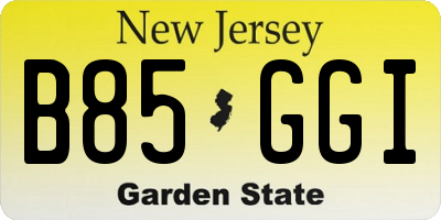 NJ license plate B85GGI