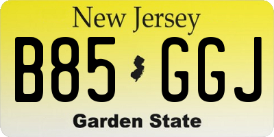 NJ license plate B85GGJ
