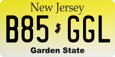 NJ license plate B85GGL