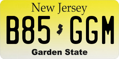 NJ license plate B85GGM
