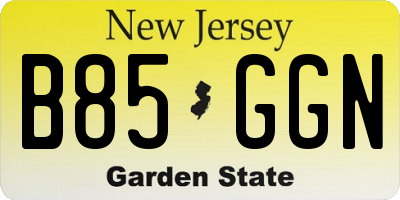 NJ license plate B85GGN
