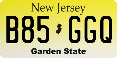 NJ license plate B85GGQ