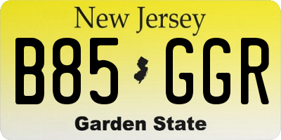 NJ license plate B85GGR