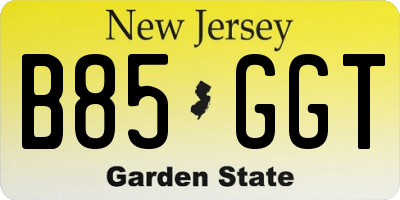NJ license plate B85GGT