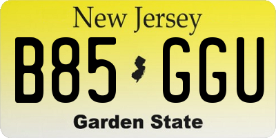 NJ license plate B85GGU