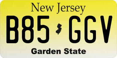 NJ license plate B85GGV