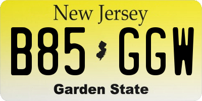 NJ license plate B85GGW