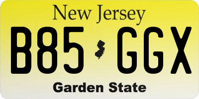 NJ license plate B85GGX