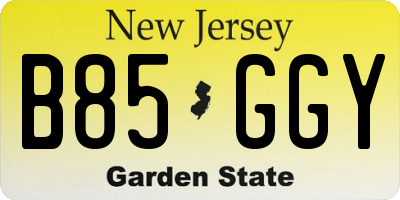 NJ license plate B85GGY