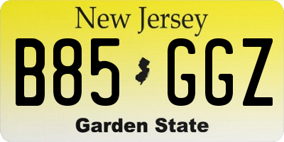 NJ license plate B85GGZ