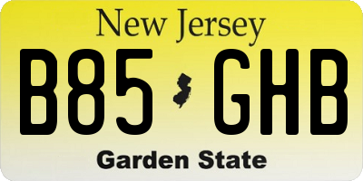 NJ license plate B85GHB