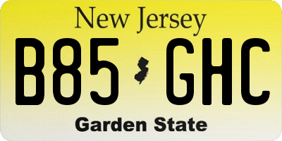 NJ license plate B85GHC