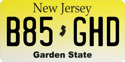 NJ license plate B85GHD