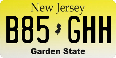 NJ license plate B85GHH