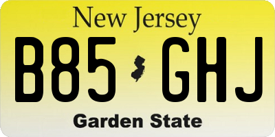 NJ license plate B85GHJ