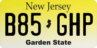 NJ license plate B85GHP