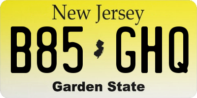 NJ license plate B85GHQ