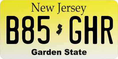 NJ license plate B85GHR