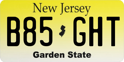NJ license plate B85GHT