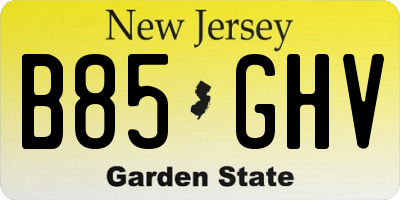 NJ license plate B85GHV