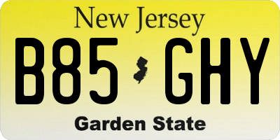 NJ license plate B85GHY