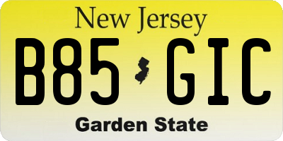 NJ license plate B85GIC