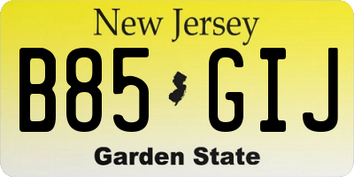 NJ license plate B85GIJ