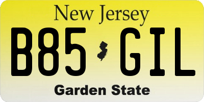 NJ license plate B85GIL