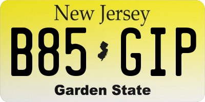 NJ license plate B85GIP