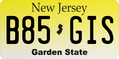 NJ license plate B85GIS