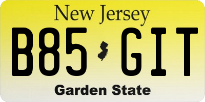 NJ license plate B85GIT