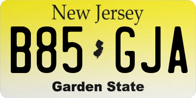 NJ license plate B85GJA