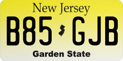 NJ license plate B85GJB
