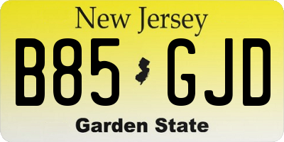NJ license plate B85GJD