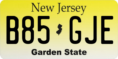 NJ license plate B85GJE