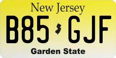 NJ license plate B85GJF