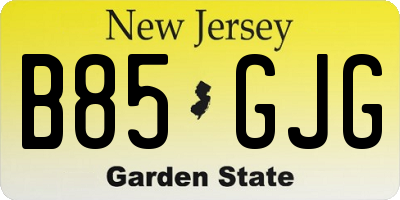 NJ license plate B85GJG